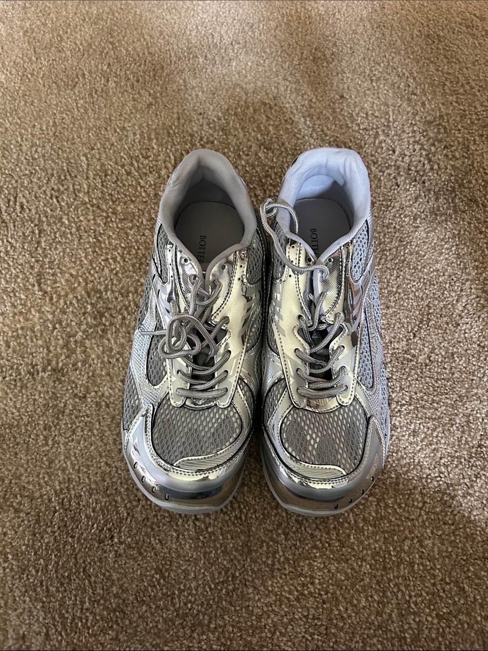 Bottega Veneta Metallic Silver Women's Sneakers